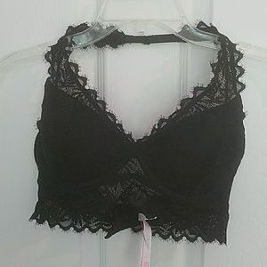 Victoria's Pink: Black Lace Halter Bra